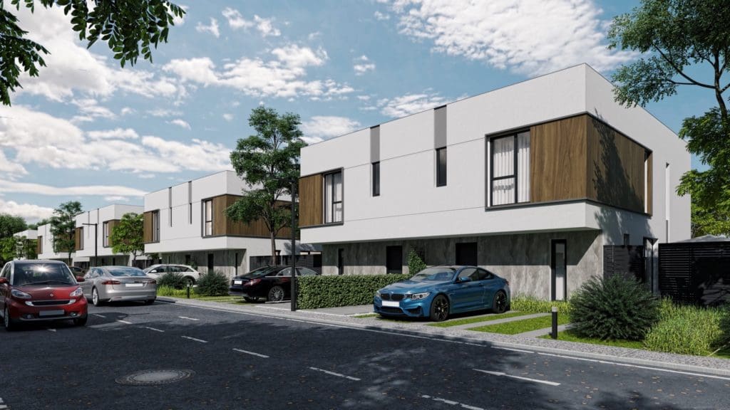 Din unghi spre casa copy 1024x576 - Proiectul imobiliar Vernis Sunrise Villas, dezvoltat în Corbeanca, premiat în 2021