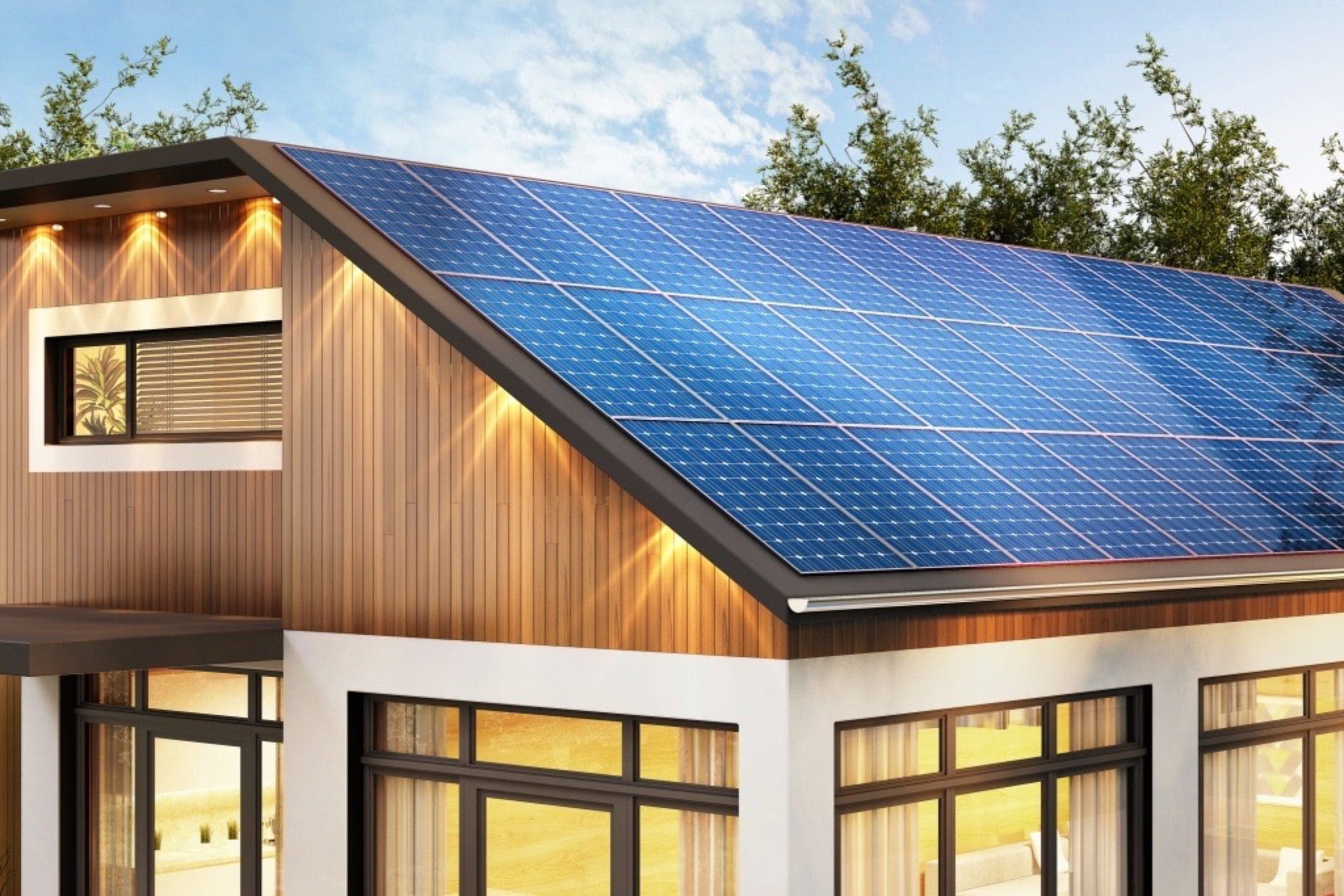 home with solar roof copy - Energia fotovoltaică, potențial de a genera economii anuale de 4 milioane de euro în 11 orașe din România