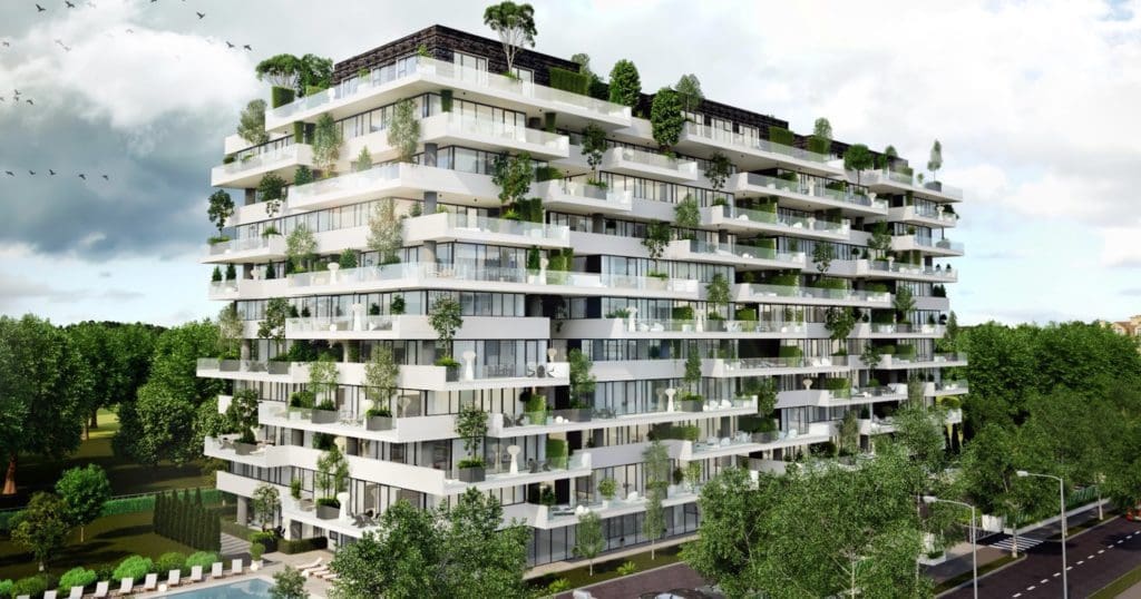 vox vertical village exterior 01 copy 1024x538 - Eficiență și sustenabilitate în noile proiecte imobiliare din România