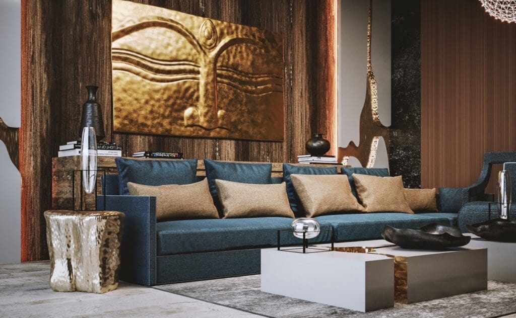 07 FAMILY LIVING 02 copy 1024x632 - Penthouse-ul din Dubai cu o amenajare armonioasă între clasic și modern