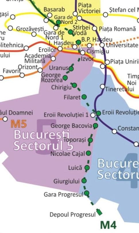 Harta Metrou - Metroul se extinde: Magistrala M4 va lega Gara de Nord de Gara Progresul